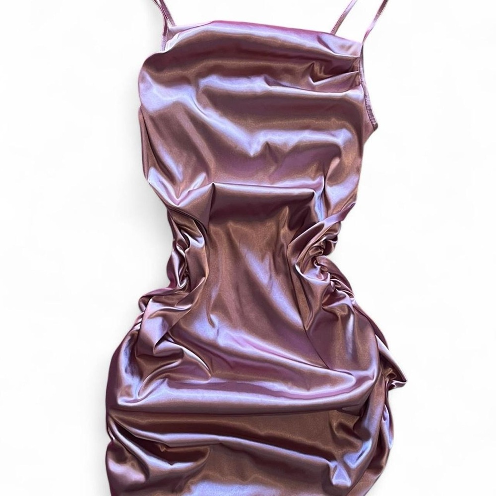 Bridesmaid Satin Slip Dress in Rose Gold - Women's Elegant Evening Dress